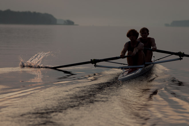 Training in the dark in the hardest rowing shell... the pair